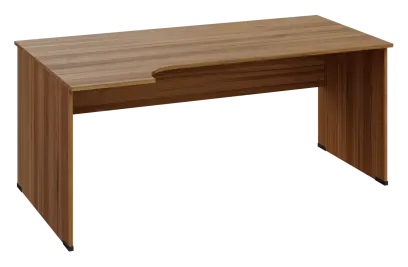 ERL 18 - 184 stůl kancelářský, rohový, levý, dřevěná podnož, deska 18 mm, široký 1800 mm, ořech světlý